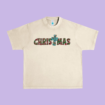 Christmas Cross Urban Heavy Tee Designed By Adodesignshop