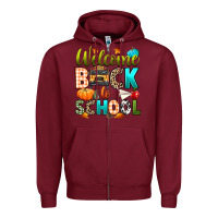 Burgundy welcome back to school fall Zipper Hoodie - texasbilliewilder