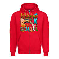 Red welcome back to school fall Zipper Hoodie - texasbilliewilder