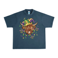 Midnight Navy mardi gras cow Urban Heavy Tee - MaliasSmallBusiness