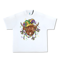 White mardi gras cow Urban Heavy Tee - MaliasSmallBusiness