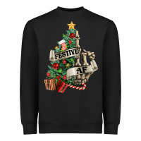 Black Festive af Christmas middle finger Heavyweight Sweatshirt - NancyCooperArtShop