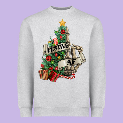 Festive Af Christmas Middle Finger Heavyweight Sweatshirt Designed By Nancycooperartshop
