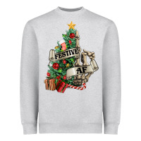 Heather Grey Festive af Christmas middle finger Heavyweight Sweatshirt - NancyCooperArtShop