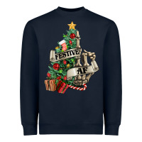 Navy Festive af Christmas middle finger Heavyweight Sweatshirt - NancyCooperArtShop