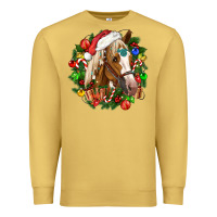 Antique Gold horse christmas wreath Premium Sweatshirt - CowGirlArtShop
