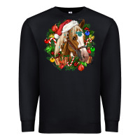 Black horse christmas wreath Premium Sweatshirt - CowGirlArtShop