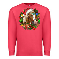 Cardinal horse christmas wreath Premium Sweatshirt - CowGirlArtShop