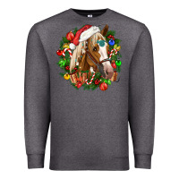 Charcoal Heather horse christmas wreath Premium Sweatshirt - CowGirlArtShop