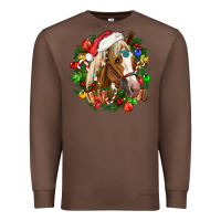 Chestnut horse christmas wreath Premium Sweatshirt - CowGirlArtShop