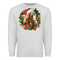 Dove Grey horse christmas wreath Premium Sweatshirt - CowGirlArtShop