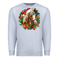 Heather Grey horse christmas wreath Premium Sweatshirt - CowGirlArtShop