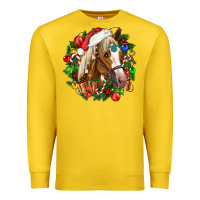 Lemon horse christmas wreath Premium Sweatshirt - CowGirlArtShop