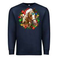 Navy horse christmas wreath Premium Sweatshirt - CowGirlArtShop