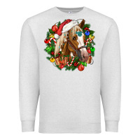 Oatmeal Heather horse christmas wreath Premium Sweatshirt - CowGirlArtShop