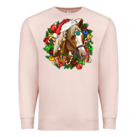 Pale Pink horse christmas wreath Premium Sweatshirt - CowGirlArtShop