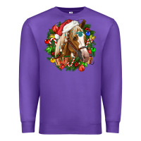 Purple horse christmas wreath Premium Sweatshirt - CowGirlArtShop