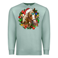 Seafoam horse christmas wreath Premium Sweatshirt - CowGirlArtShop
