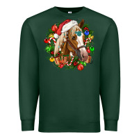 Sports Green horse christmas wreath Premium Sweatshirt - CowGirlArtShop