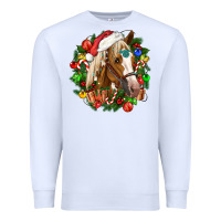 White horse christmas wreath Premium Sweatshirt - CowGirlArtShop