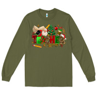 Army Green christmas  teacher Long Sleeve Tee - MaliasSmallBusiness