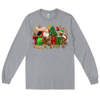 Heather Grey christmas  teacher Long Sleeve Tee - MaliasSmallBusiness