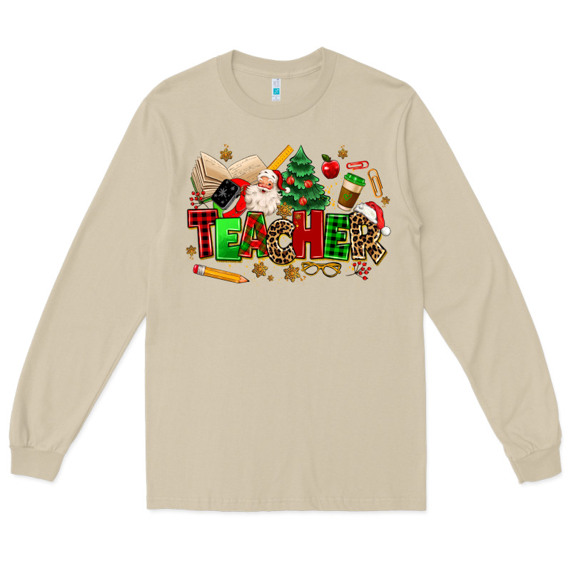 Christmas  Teacher Long Sleeve Tee by MaliasSmallBusiness | Teevron