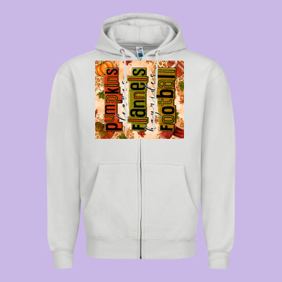 Pumpkins Leaves Flannels Hayrides Football Zipper Hoodie Designed By Texasbilliewilder