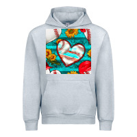 Baseball Hearts And Sunflowers With Turquoise Gemstone Seamless Patter Urban Hoodie | Teevron