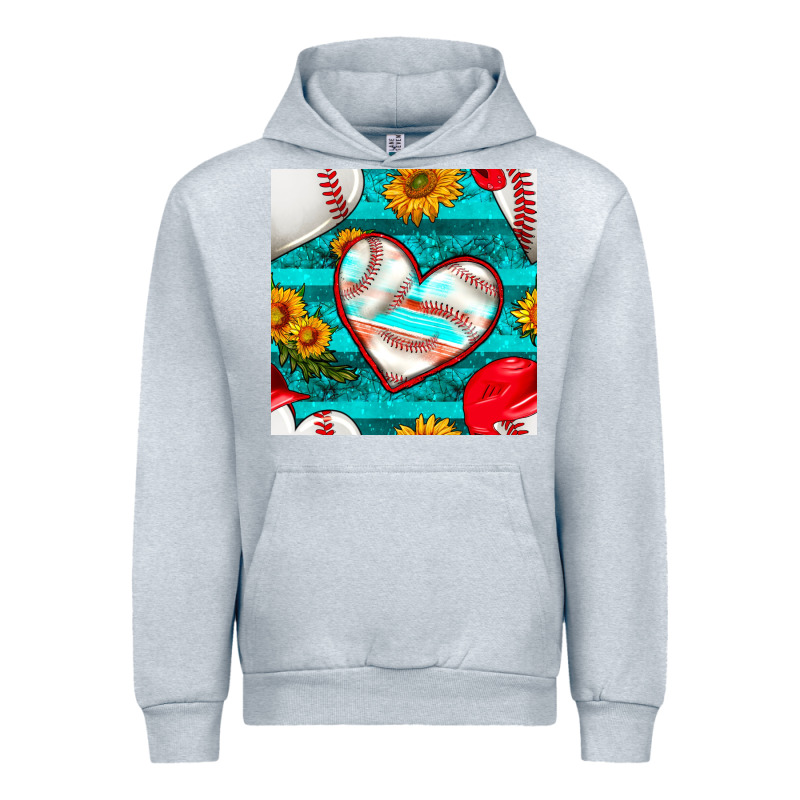 Baseball Hearts And Sunflowers With Turquoise Gemstone Seamless Patter Urban Hoodie by BundleAndBundleShop | Teevron