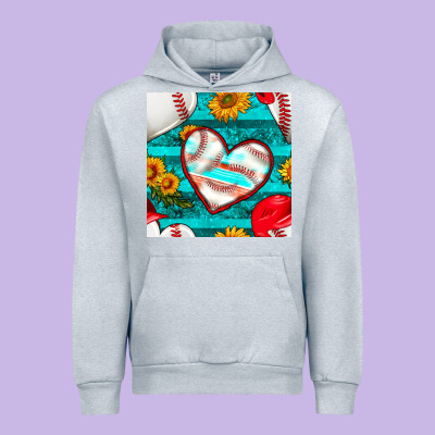 Baseball Hearts And Sunflowers With Turquoise Gemstone Seamless Patter Urban Hoodie Designed By Bundleandbundleshop