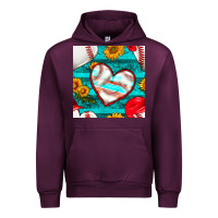 Mauve Wine baseball hearts and sunflowers with turquoise gemstone seamless patter Urban Hoodie - BundleAndBundleShop
