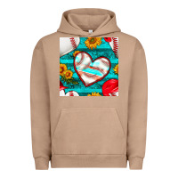 Pigment Burro baseball hearts and sunflowers with turquoise gemstone seamless patter Urban Hoodie - BundleAndBundleShop