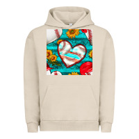 Pigment French Oak baseball hearts and sunflowers with turquoise gemstone seamless patter Urban Hoodie - BundleAndBundleShop