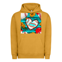 Pigment Peanut Butter baseball hearts and sunflowers with turquoise gemstone seamless patter Urban Hoodie - BundleAndBundleShop