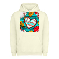 Pigment Pistachio baseball hearts and sunflowers with turquoise gemstone seamless patter Urban Hoodie - BundleAndBundleShop