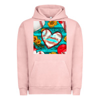 Pigment Salmon baseball hearts and sunflowers with turquoise gemstone seamless patter Urban Hoodie - BundleAndBundleShop