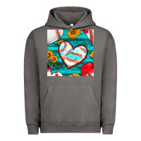 Pigment Tornado baseball hearts and sunflowers with turquoise gemstone seamless patter Urban Hoodie - BundleAndBundleShop