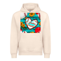 Sandshell baseball hearts and sunflowers with turquoise gemstone seamless patter Urban Hoodie - BundleAndBundleShop