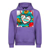 Tulip baseball hearts and sunflowers with turquoise gemstone seamless patter Urban Hoodie - BundleAndBundleShop