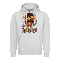 Dove Grey mardi gras teacher afro messy bun Zipper Hoodie - texasbilliewilder