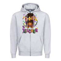Heather Grey mardi gras teacher afro messy bun Zipper Hoodie - texasbilliewilder