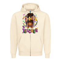 Sandshell mardi gras teacher afro messy bun Zipper Hoodie - texasbilliewilder