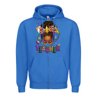 True Royal mardi gras teacher afro messy bun Zipper Hoodie - texasbilliewilder