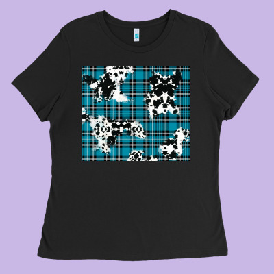 Winter Plaid And Cowhide Pattern Ladies Tee Designed By Ranaportraitstore