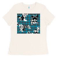 Bone winter plaid and cowhide pattern Ladies Tee - RanaPortraitStore
