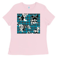 Bubblegum Pink winter plaid and cowhide pattern Ladies Tee - RanaPortraitStore