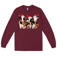 Burgundy christmas three cows Long Sleeve Tee - MaliasSmallBusiness