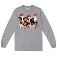 Heather Grey christmas three cows Long Sleeve Tee - MaliasSmallBusiness
