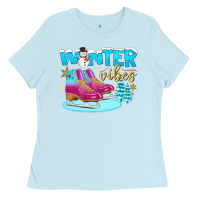 Baby Blue winter vibes Ladies Tee - BundleAndBundleShop